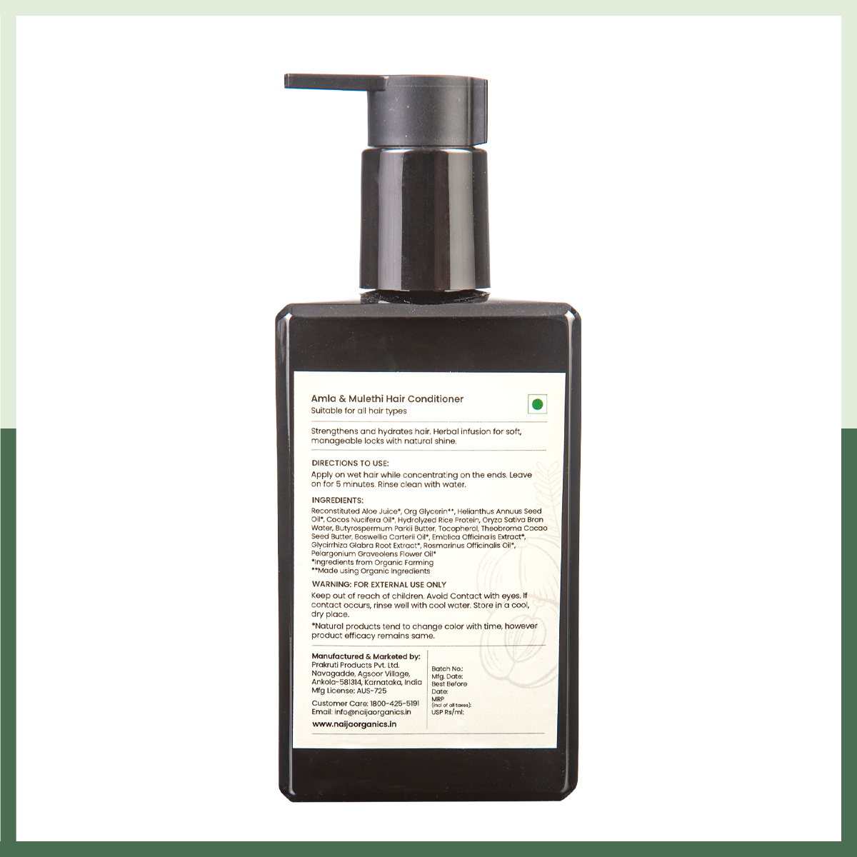 Amla & Mulethi 100% Organic Hair Conditioner, 