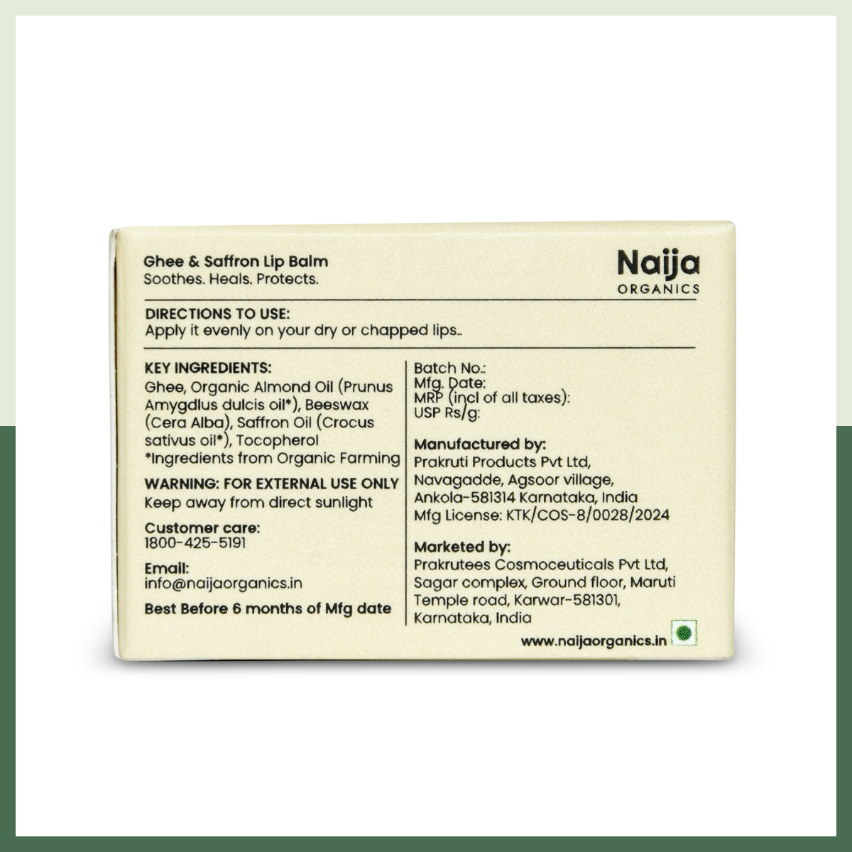 Naija Organics Lip Balm with Ghee & Saffron